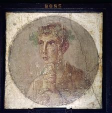 Roman portrait of a young man from Pompeii, 1st century. Creator: Unknown