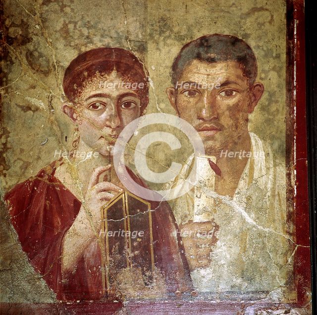 Roman portrait paining of Terentius Neo and his wife, Pompeii, Italy. Creator: Unknown.