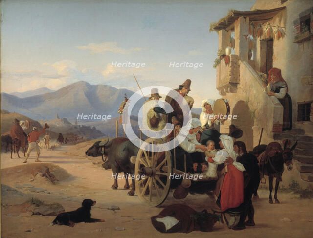 Roman Peasants Going to Market, 1837. Creator: Jorgen Sonne.