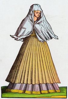 Roman prostitute or courtesan in street dress, 16th century