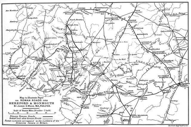 Roman roads into Hereford and Monmouth.Artist: James G Wood