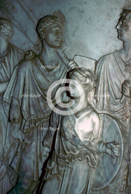Roman relief of a Lictor carrying the Fasces in a procession. Artist: Unknown