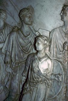 Roman relief of a Lictor carrying the Fasces in a procession