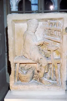 Roman relief of a shoe-maker or repairer from Rheims, France, c1st-2nd century