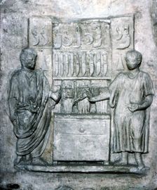 Roman relief of a Shop Selling Knives, c2nd century