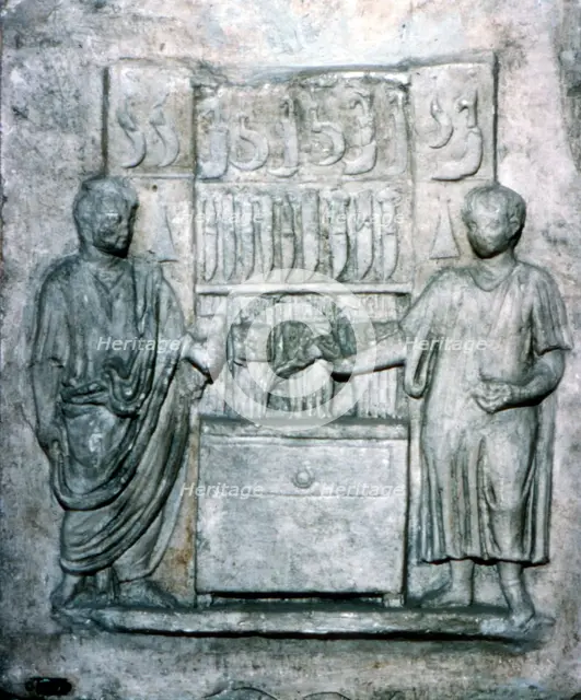 Roman relief of a Shop Selling Knives, c2nd century. Artist: Unknown.