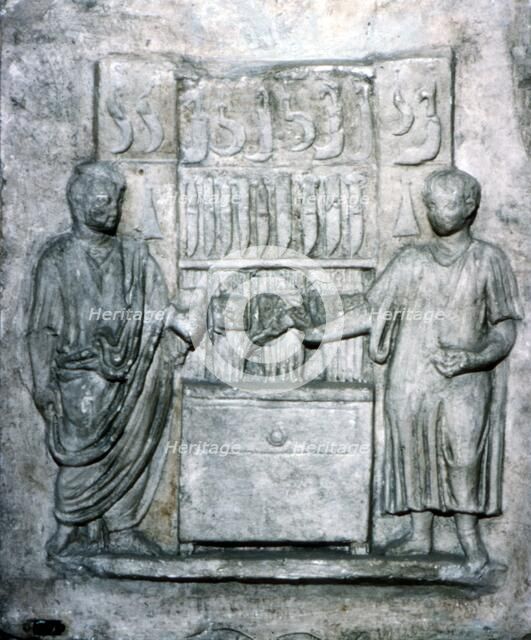 Roman relief of a Shop Selling Knives, c2nd century. Artist: Unknown.