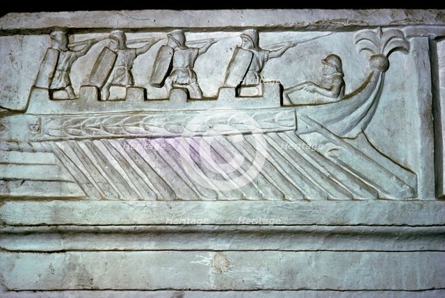 Roman relief of a Roman warship. Artist: Unknown