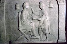 Roman relief of an oculist at work