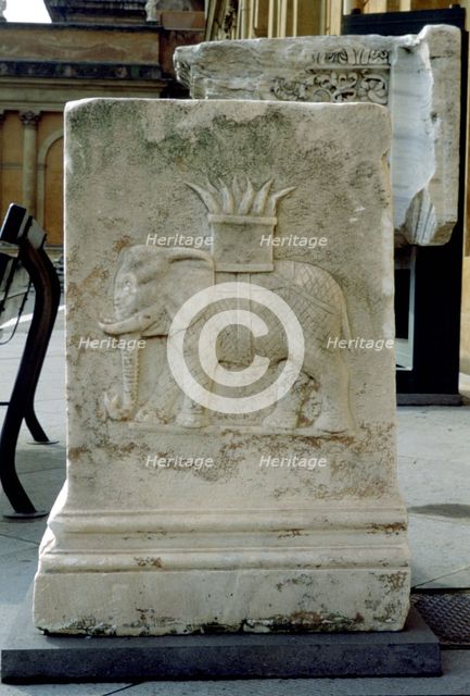 Roman relief of an elephant. Artist: Unknown