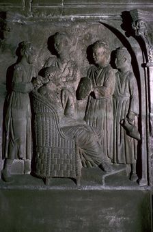 Roman relief of women having their hair dressed, 3rd century