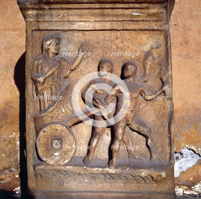 Roman relief, Kleobis and Biton draw their mother by chariot, c1st-3rd century. Artist: Unknown.