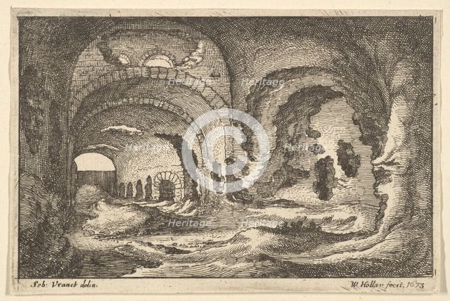 Roman remains at Tivoli, 1673. Creator: Wenceslaus Hollar.