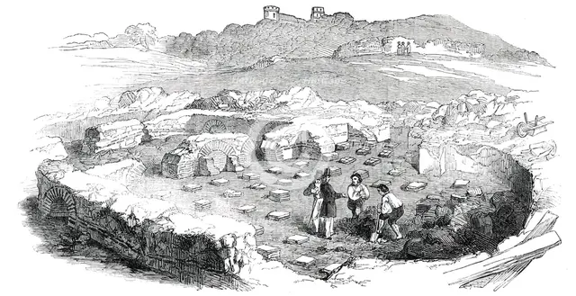 Roman Remains Discovered at Lymne, Kent, 1850. Creator: Unknown.