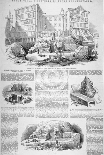 Roman remains on the site of the Coal Exchange, City of London, 1848. Artist: H Rimbault