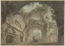 Roman ruined hall: the Basilica of Constantine, 1788. Creator: Maximilian von Verschaffelt