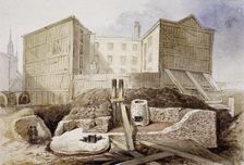 Roman Ruins at the Coal Exchange, London, 1848. Artist: Anon