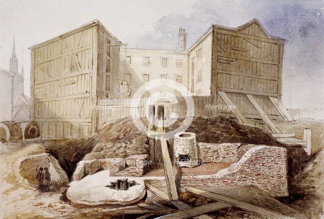 Roman Ruins at the Coal Exchange, London, 1848. Artist: Anon