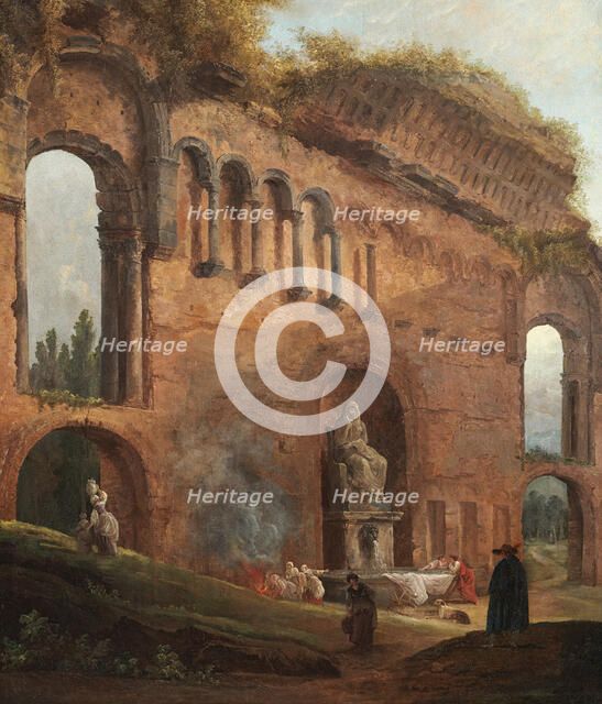 Roman Ruins With Laundresses, c1777. Creator: Hubert Robert.