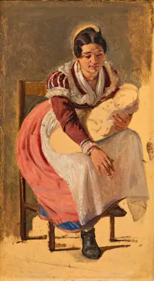 Roman woman with a child. Study for The St. Anthony Feast Day in Rome, c1838. Creator: Wilhelm Marstrand