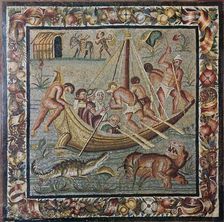 Roman wall mosaic of a ferry-boat, 1st century. Creator: Unknown