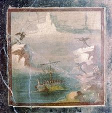 Roman wall-painting, Ulysees and the Sirens, Pompeii, 1st century. Creator: Unknown