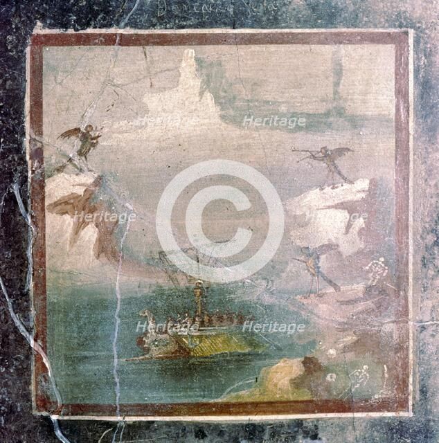 Roman wall-painting, Ulysees and the Sirens, Pompeii, 1st century. Creator: Unknown.