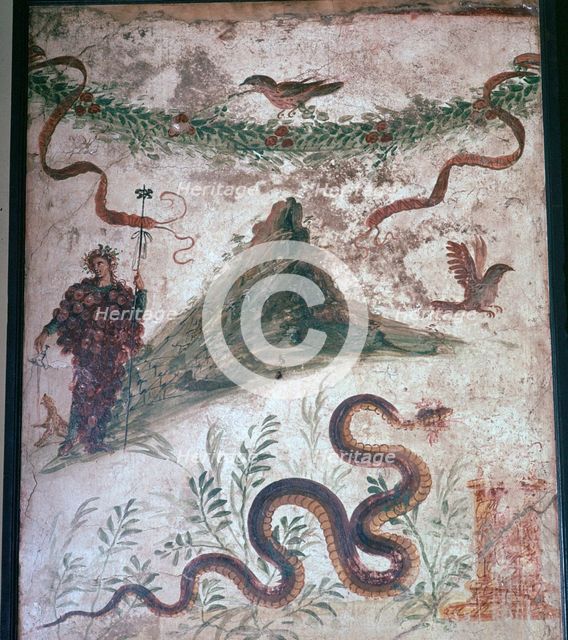 Roman wall-painting from Pompeii showing Vesuvius, 1st century. Creator: Unknown.