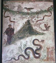Roman wall-painting from Pompeii showing Vesuvius, 1st century. Creator: Unknown