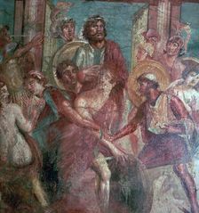 Roman wall-painting from the House of the Dioscuri in Pompeii, 1st centruy. Creator: Unknown