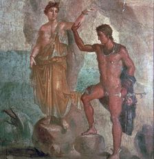 Roman wall-painting from the House of the Dioscuri in Pompeii, 1st century. Creator: Unknown