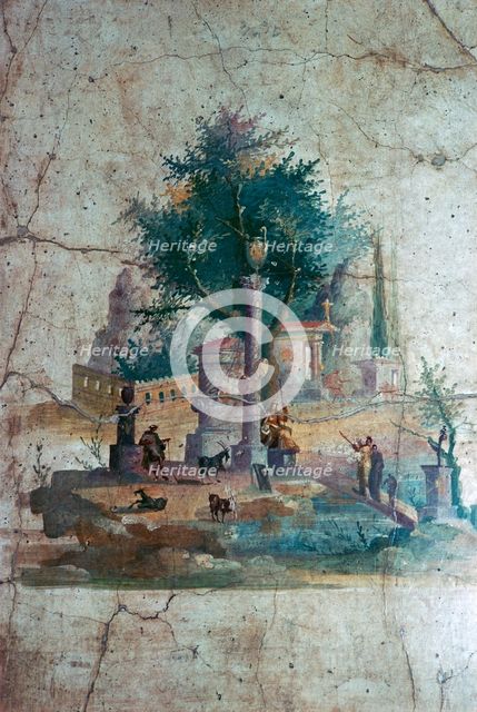 Roman wall-painting of a mythical landscape, c.1st century. Creator: Unknown.