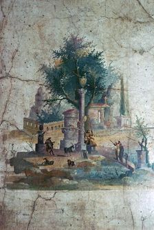 Roman wall-painting of a mythical landscape, c.1st century. Creator: Unknown
