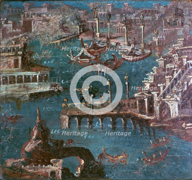 Roman wall-painting of a harbour scene. Creator: Unknown.