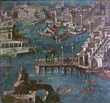 Roman wall-painting of a harbour scene. Creator: Unknown