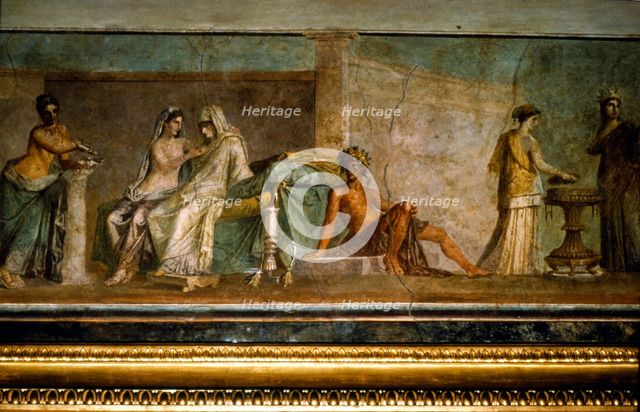 Roman wall painting of 'Aldobrandini Wedding' from villa of the Esquiline, c1st century BC Artist: Unknown.