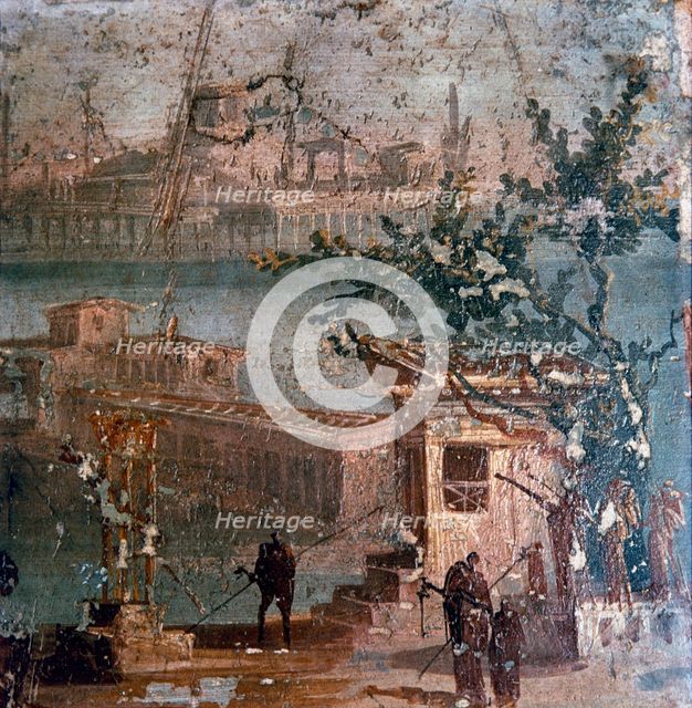 Roman wall painting of idyllic landscape, Pompeii, 1st century. Artist: Unknown.