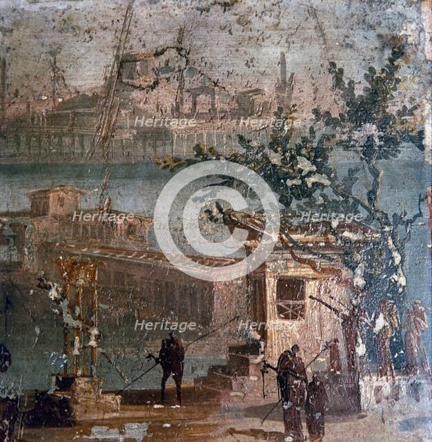 Roman wall painting of idyllic landscape, Pompeii, 1st century. Artist: Unknown.