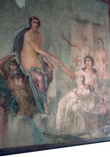 Roman wall-painting of Io being received by Isis. Creator: Unknown