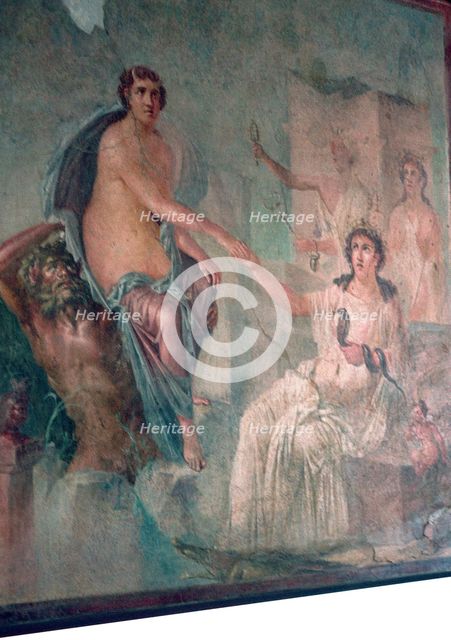 Roman wall-painting of Io being received by Isis. Creator: Unknown.