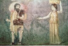 Roman wall painting of servants, 1st century BC