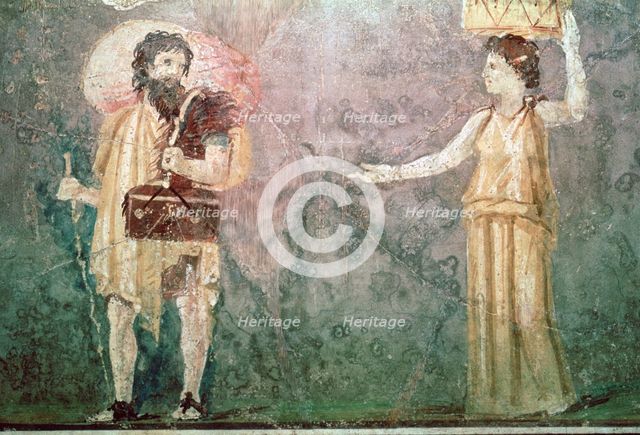 Roman wall painting of servants, 1st century BC. Artist: Unknown