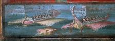 Roman wall-painting of ships carrying soldiers. Creator: Unknown