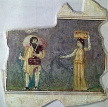 Roman wall-painting showing servants