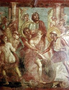 Roman wallpainting of Achilles hiding in Scyros, the House of the Dioscuri, Pompeii. Creator: Unknown