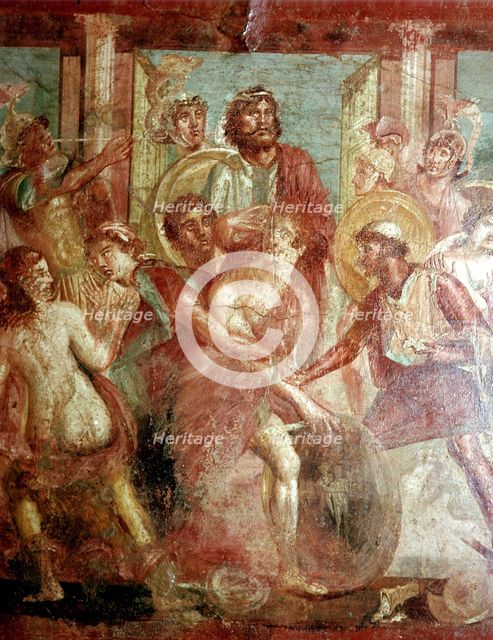 Roman wallpainting of Achilles hiding in Scyros, the House of the Dioscuri, Pompeii.  Creator: Unknown.