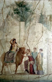 Roman wallpainting of The Rape of Europa, House of Jason, Pompeii, Italy. Creator: Unknown