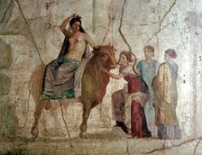 Roman wallpainting of The Rape of Europa, House of Jason, Pompeii, Italy