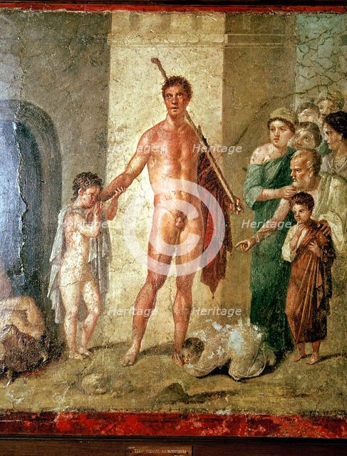 Roman wallpainting of Theseus after killing the Minotaur, Pompeii. Creator: Unknown.