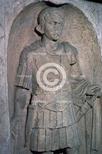 Roman tombstone of Marcus Favonius Facilis, 1st century BC. Artist: Unknown